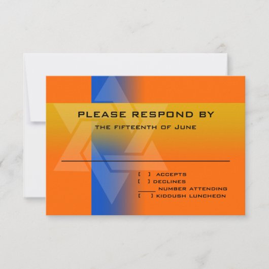 Carte RSVP bleu et jaune sur n'importe quelle coul (Devant)