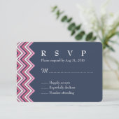 Carte RSVP bleu et rose marine pour Mariage (Debout devant)