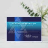 Carte RSVP bleu et turquoise sur n'importe quelle (Debout devant)