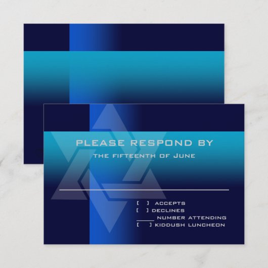 Carte RSVP bleu et turquoise sur n'importe quelle (Devant / Derrière)