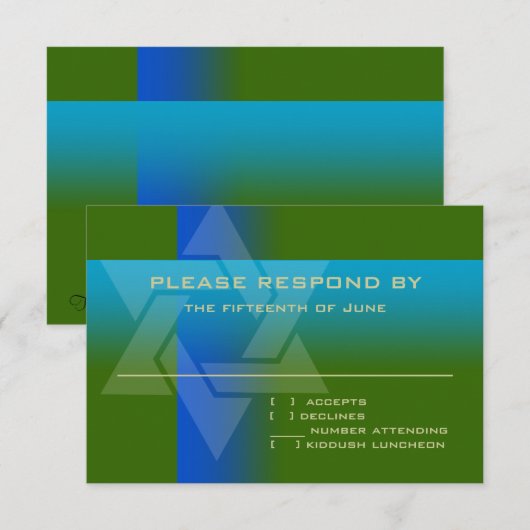 Carte RSVP bleu et turquoise sur n'importe quelle (Devant / Derrière)