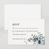 Carte RSVP bleu pâle à aquarelle florale (Devant / Derrière)