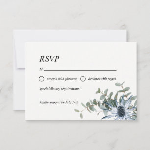 Carte RSVP bleu pâle à aquarelle florale