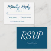 Carte RSVP bleu rustique élégant carte RSVP simple (Devant / Derrière)