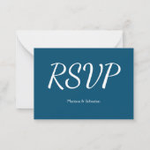 Carte RSVP bleu rustique élégant carte RSVP simple (Dos)
