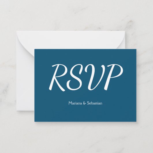 Carte RSVP bleu rustique élégant carte RSVP simple (Dos)