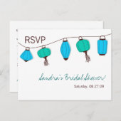 Carte RSVP bleu vert chinois (Devant / Derrière)