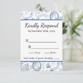 Carte RSVP bleu Vintage Romance (Debout devant)