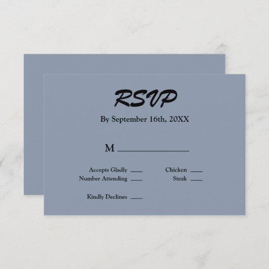 Carte RSVP bleue (Devant / Derrière)