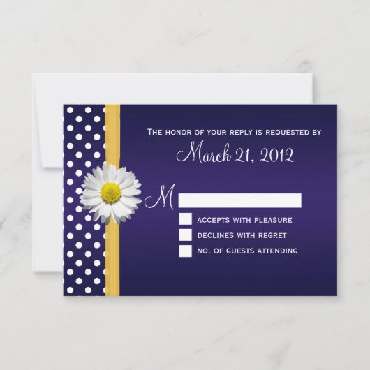 Carte RSVP Blue and Yellow Daisy (Devant)