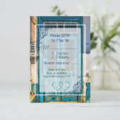 Carte RSVP Blue Antique Door Wedding (Debout devant)