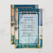 Carte RSVP Blue Antique Door Wedding (Devant / Derrière)