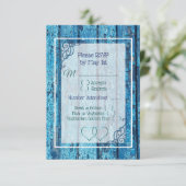 Carte RSVP Blue Antique Wood Wedding (Debout devant)