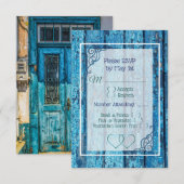 Carte RSVP Blue Antique Wood Wedding (Devant / Derrière)