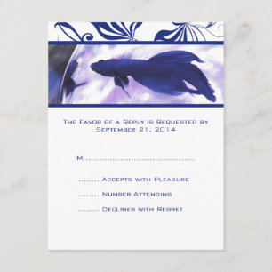 Carte RSVP Blue Betta Fish Wedding