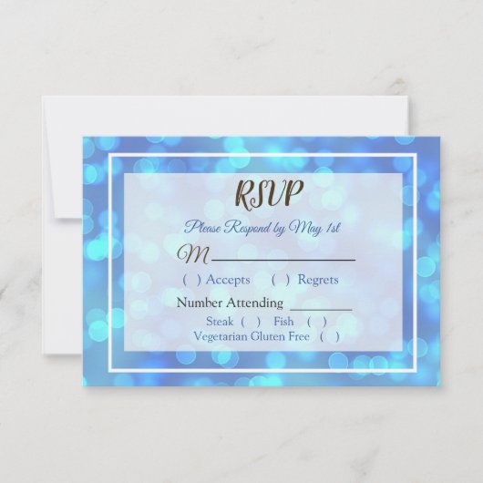 Carte RSVP Blue Bokeh Wedding (Devant)