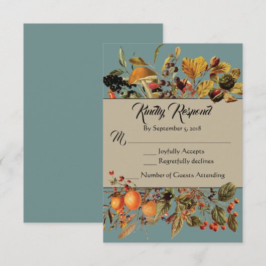 Carte RSVP Blue Fall Foliing (Devant / Derrière)