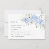 Carte RSVP Blue Floral Hydrangea Wedding (Devant)