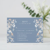 Carte RSVP Blue Floral Repas (Debout devant)
