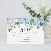 Carte RSVP Blue Green Hydrangea Flower Wedding (Debout devant)