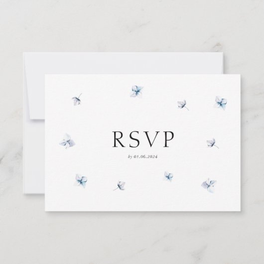 Carte RSVP Blue Hydrangea Watercolor avec envelopp (Dos)