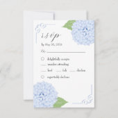 Carte RSVP Blue Hydrangea Watercolor Wedding (Devant)