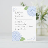 Carte RSVP Blue Hydrangea Watercolor Wedding (Debout devant)