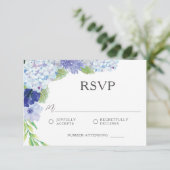 Carte RSVP Blue Hydrangea Wedding (Debout devant)