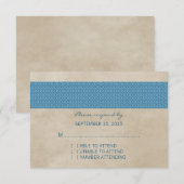 Carte RSVP Blue Rustic Damask (Devant / Derrière)