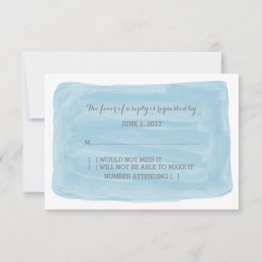 Carte RSVP Blue Watercolor (Devant)