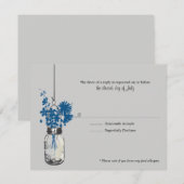 Carte RSVP Blue Wild Flowers & Mason Jar (Devant / Derrière)