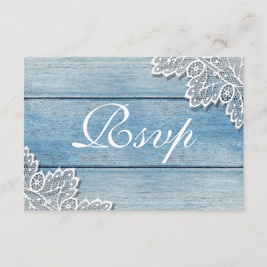 Carte Rsvp Blue Wood Grain et dentelle (Devant)
