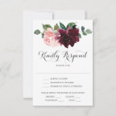 Carte RSVP Blush Burgundy Wedding (Devant)