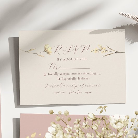 Carte RSVP Blush Fleur sauvage Wedding