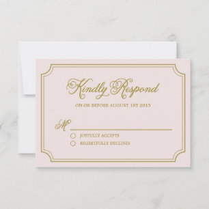 Carte RSVP Blush & Gold Whimsical Script Wedding