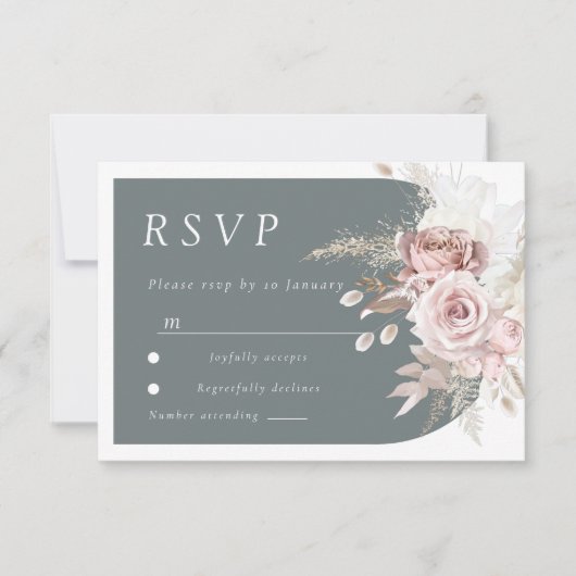 Carte RSVP Blush & Ivory Boho Arch Wedding tendanc (Devant)