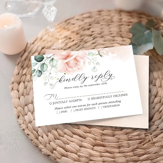 Carte RSVP Blush Pink Bloom Wedding