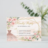 Carte RSVP Blush Pink Quinceañera (Debout devant)