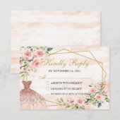 Carte RSVP Blush Pink Quinceañera (Devant / Derrière)