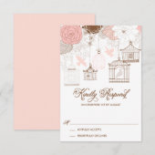 Carte RSVP Blush Pink Whimsical Birdcages (Devant / Derrière)