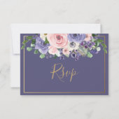 Carte RSVP Blush Purple Florple Mariage (Dos)