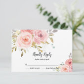 Carte RSVP Blush Rose Floral Wedding (Debout devant)