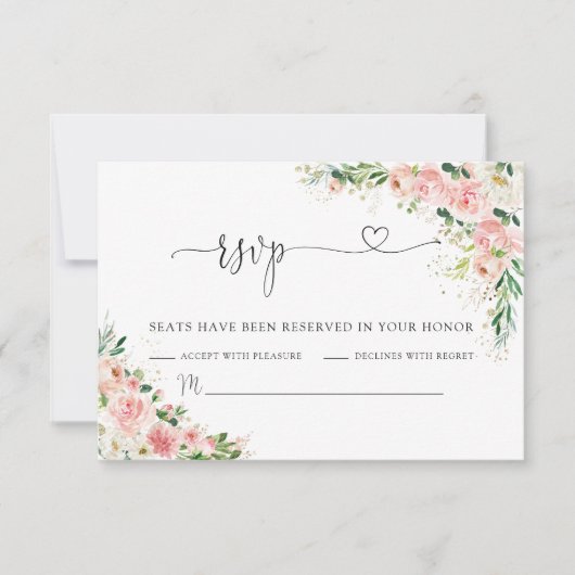 Carte RSVP Blush Rose Wedding (Devant)