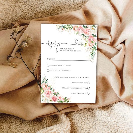 Carte RSVP Blush Rose Wedding