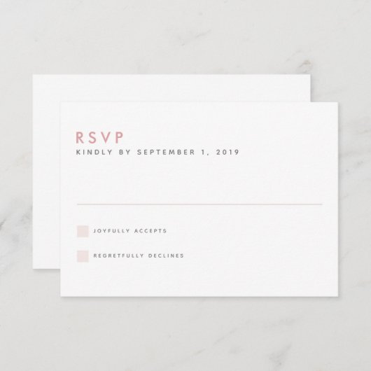 Carte RSVP Blush Wedding (Devant / Derrière)