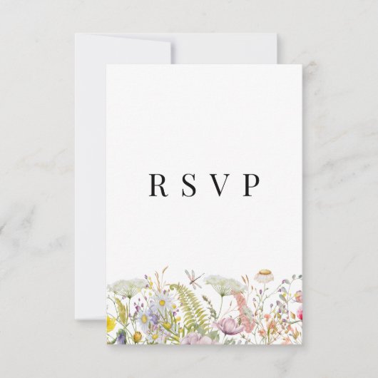 Carte RSVP Boho Beige Fleur sauvage Printemps été (Devant)