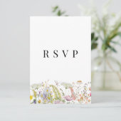 Carte RSVP Boho Beige Fleur sauvage Printemps été (Debout devant)