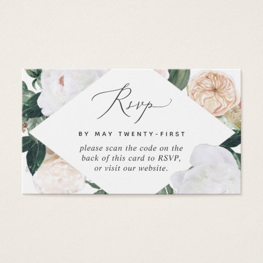 Carte RSVP Boho Blooms Mariage QR Code (Devant)