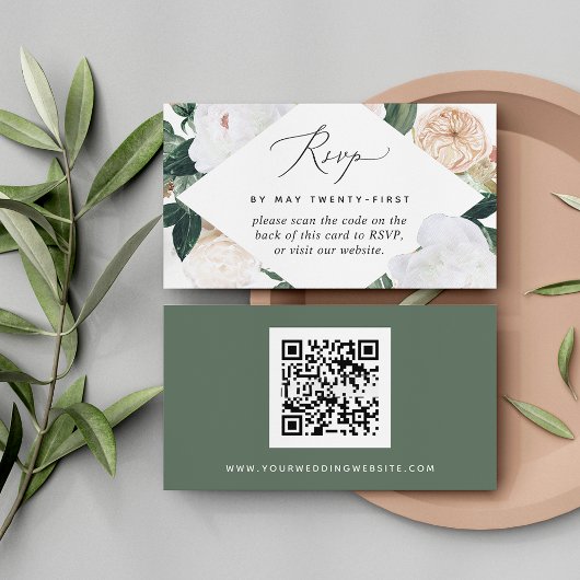 Carte RSVP Boho Blooms Mariage QR Code