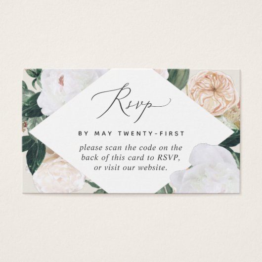 Carte RSVP Boho Blooms Mariage QR Code (Devant)